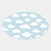 Pastel Clouds Aesthetic Baby Blue en White Ovale Sticker (Voorkant)
