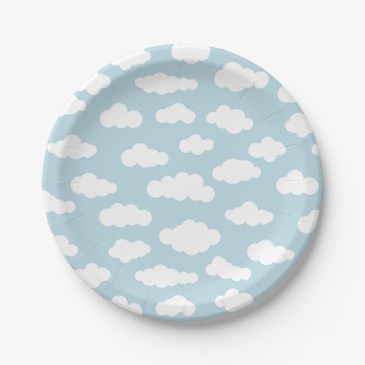 Pastel Clouds Aesthetic Baby Blue en White Papieren Bordje (Voorkant)