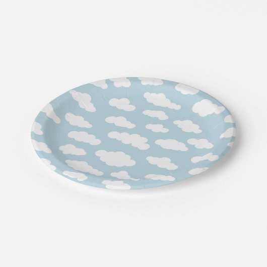 Pastel Clouds Aesthetic Baby Blue en White Papieren Bordje (Gekanteld)