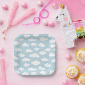 Pastel Clouds Aesthetic Baby Blue en White Papieren Bordje (Feest)