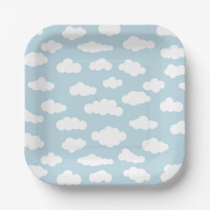 Pastel Clouds Aesthetic Baby Blue en White Papieren Bordje