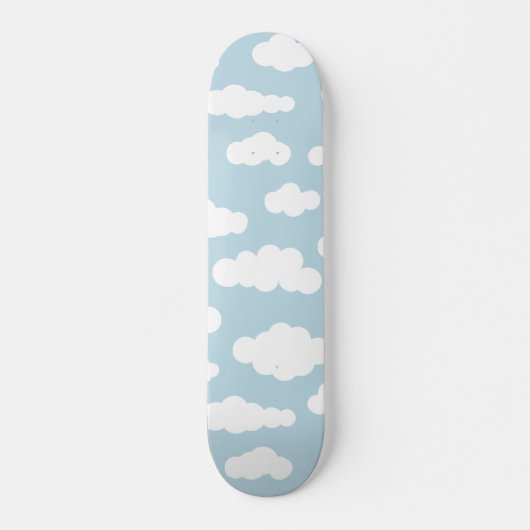 Pastel Clouds Aesthetic Baby Blue en White Persoonlijk Skateboard (Voorkant)