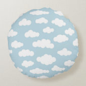 Pastel Clouds Aesthetic Baby Blue en White Rond Kussen (Achterkant)