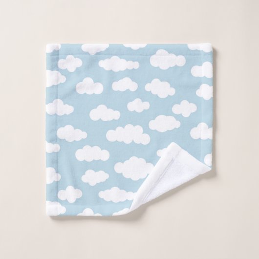 Pastel Clouds Aesthetic Baby Blue en White Washandje (Wasdoekje)