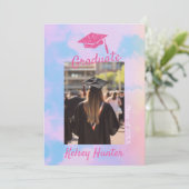 Pastel Clouds Afstuderen Era Lover Pink Glitter Aankondiging (Staand voorkant)