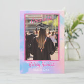 Pastel Clouds Afstuderen Era Lover Pink Glitter Aankondiging (Staand voorkant)