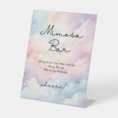 Pastel Clouds Sky Mimosa Bar Vrijgezellenfeest Reclamebord Met Voetstuk (Voorkant)