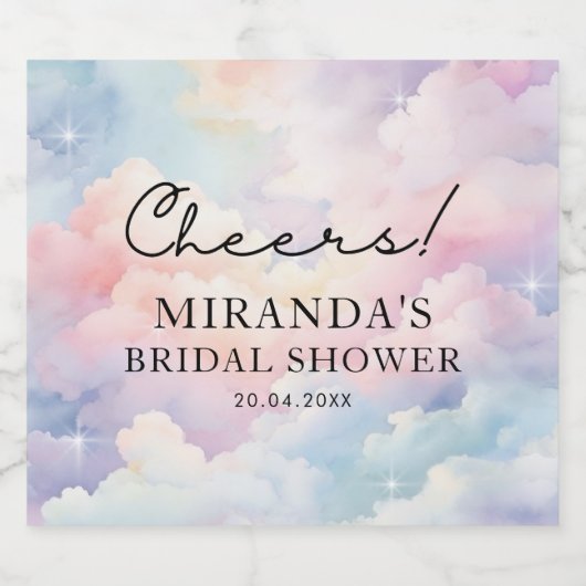 Pastel Clouds-Vrijgezellenfeest Sparkling Wijnetiket (Enkel label)