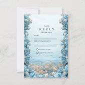 Pastel Coastal Blue Florals Wedding RSVP Kaartje (Voorkant)
