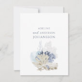 Pastel Coastal Coral Seashell Couple Names Notitiekaartje (Voorkant)