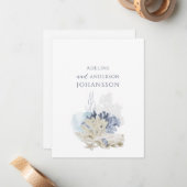 Pastel Coastal Coral Seashell Couple Names Notitiekaartje (Voorkant / Achterkant in situ)