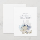 Pastel Coastal Coral Seashell Couple Names Notitiekaartje (Voorkant / Achterkant)