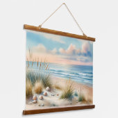 Pastel Coastal Dunes Watercolor Hangend Wandkleed (Gebogen)