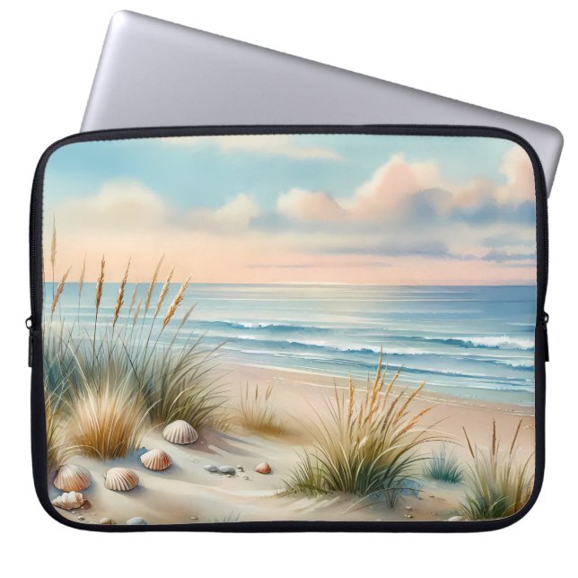 Pastel Coastal Dunes Watercolor Laptop Sleeve (Voorkant)