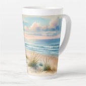 Pastel Coastal Dunes Watercolor Latte Mok (Rechterhoek)