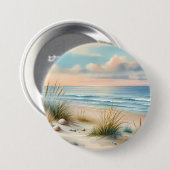 Pastel Coastal Dunes Watercolor Ronde Button 7,6 Cm (Voorkant /achterkant)