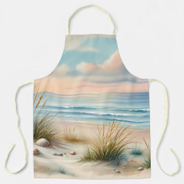 Pastel Coastal Dunes Watercolor Schort