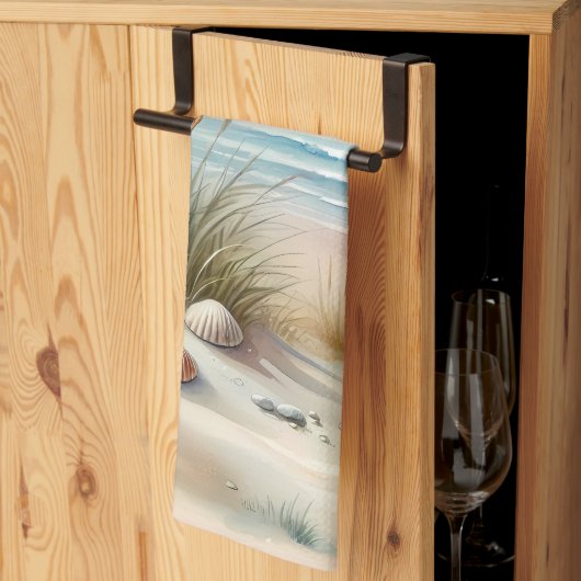 Pastel Coastal Dunes Watercolor Theedoek (Derde Gevouwen)