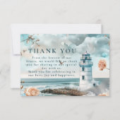 Pastel Coastal Lighthouse Ocean Wedding Bedankkaart (Voorkant)