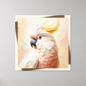 Pastel Cockatoo Impasto Canvas Art – Modern Bird  (Voorkant)