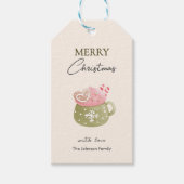 Pastel Cocoa Mok Cookie Vrolijk Kerstfeest Cadeaulabel (Voorkant)