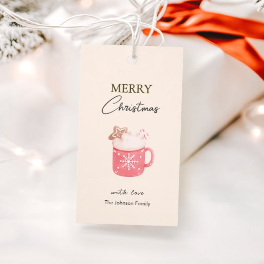 Pastel Cocoa Mok Cookie Vrolijk Kerstfeest Cadeaulabel