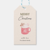 Pastel Cocoa Mok Cookie Vrolijk Kerstfeest Cadeaulabel (Voorkant)