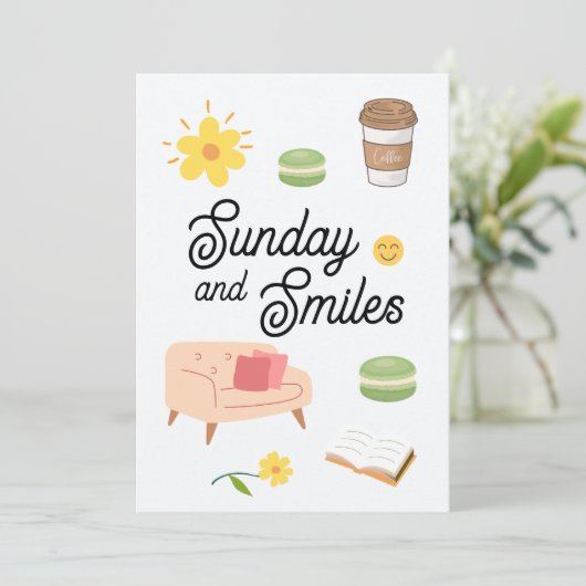 Pastel Coffee Date Card | Chill Sunday Vibes Kaart (Staand voorkant)