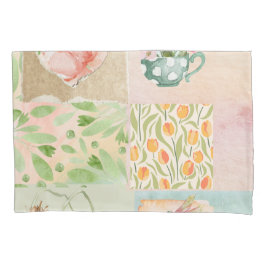  pastel collage achtergrond Botanisch patroon Kussensloop