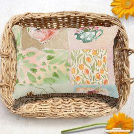 Pastel collage achtergrond Botanische kunst Natuur Accent Kussen