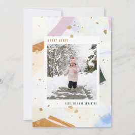 Pastel Collage Artistic Holiday Photo Card Feestdagenkaart