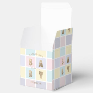 Pastel Color Block Goud Baby shower Bedankdoosjes