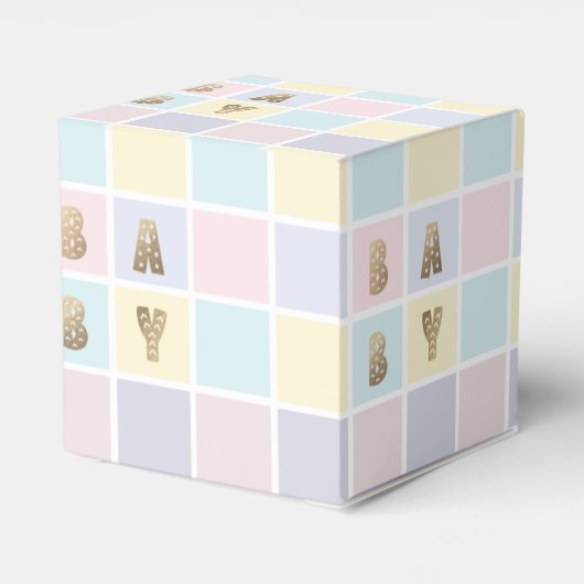 Pastel Color Block Goud Baby shower Bedankdoosjes (Achterkant)