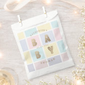 Pastel Color Block Goud Baby shower Bedankzakje (Geknipt)