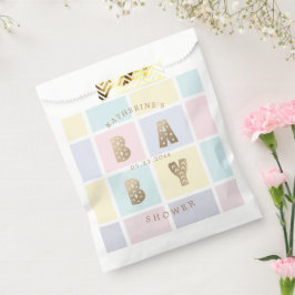 Pastel Color Block Goud Baby shower Bedankzakje