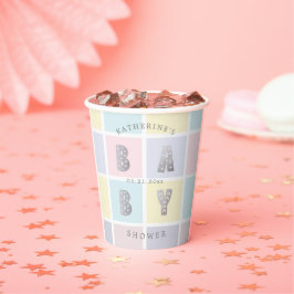 Pastel Color Block Goud Baby shower Papieren Bekers