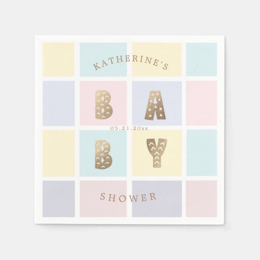 Pastel Color Block Goud Baby shower Servet (Voorkant)
