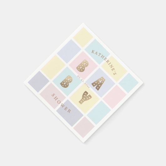 Pastel Color Block Goud Baby shower Servet (Hoek)