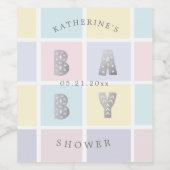 Pastel Color Block Silver baby shower wijnlabel Wijn Etiket (Enkel label)