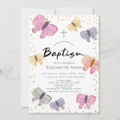 Pastel Color Butterfly Girl Baptisme Kaart (Voorkant)