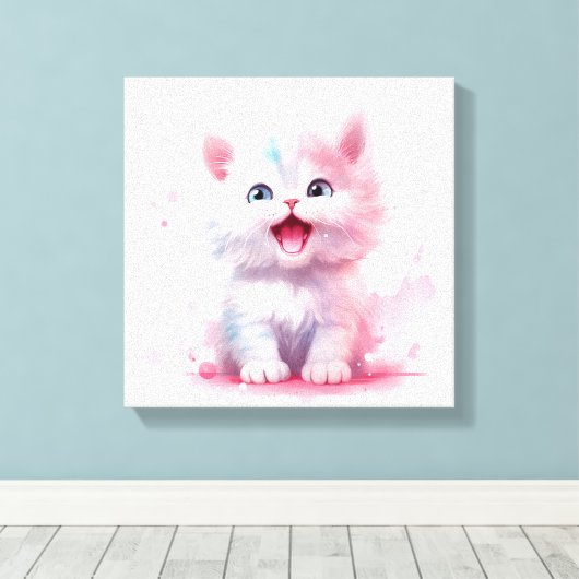 Pastel Color Cute Kitten Canvas (Insitu (Houten vloer))