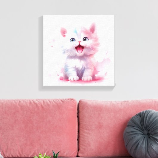 Pastel Color Cute Kitten Canvas (Insitu (Woonkamer))