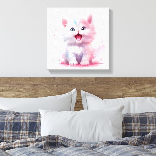 Pastel Color Cute Kitten Canvas (Insitu (Slaapkamer))