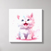 Pastel Color Cute Kitten Canvas