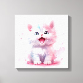 Pastel Color Cute Kitten Canvas