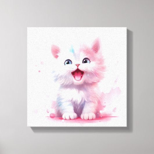 Pastel Color Cute Kitten Canvas (Voorkant)