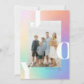 Pastel Color Gradient JOY Holiday Photo Card Feestdagenkaart (Voorkant)