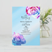 Pastel Color Rozen Elegant Blue Floral Wedding Kaart (Staand voorkant)