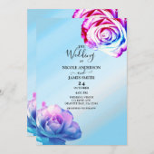 Pastel Color Rozen Elegant Blue Floral Wedding Kaart (Voorkant / Achterkant)