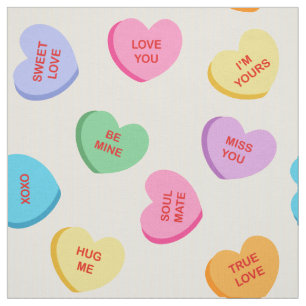 Pastel Color Snoep Heart Valentijnsdag Fabric Stof
